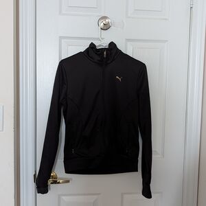 Puma Black Zip-Up Track Jacket with Gold Logo